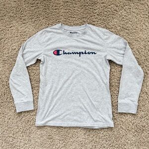 Champions Classic Script Big Kids' Long-Sleeve Tee, Heather Gray, Size L